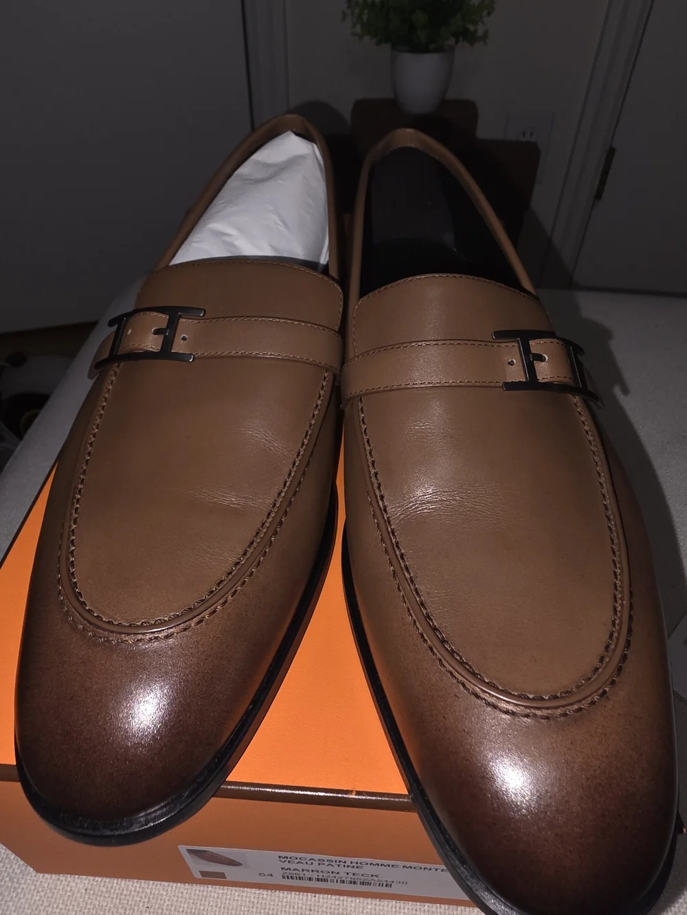 Brand New Hermès Moccasin Homme Monterey Veau Patine